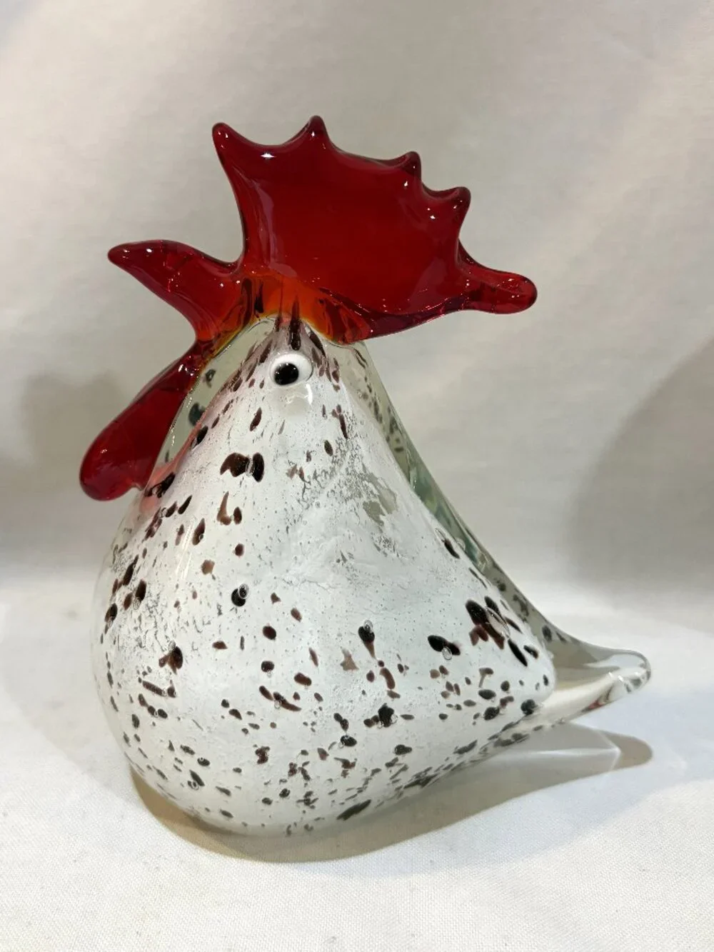 Blown Art Glass Rooster Figurine Statue Paperweight Desktop Decor